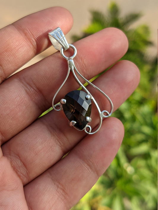 Smoky Quartz Pendant, 925 Sterling Silver Pendant, Healing Crystal, Natural Stone, Brown Gemstone, Handmade Designer Jewelry for Women