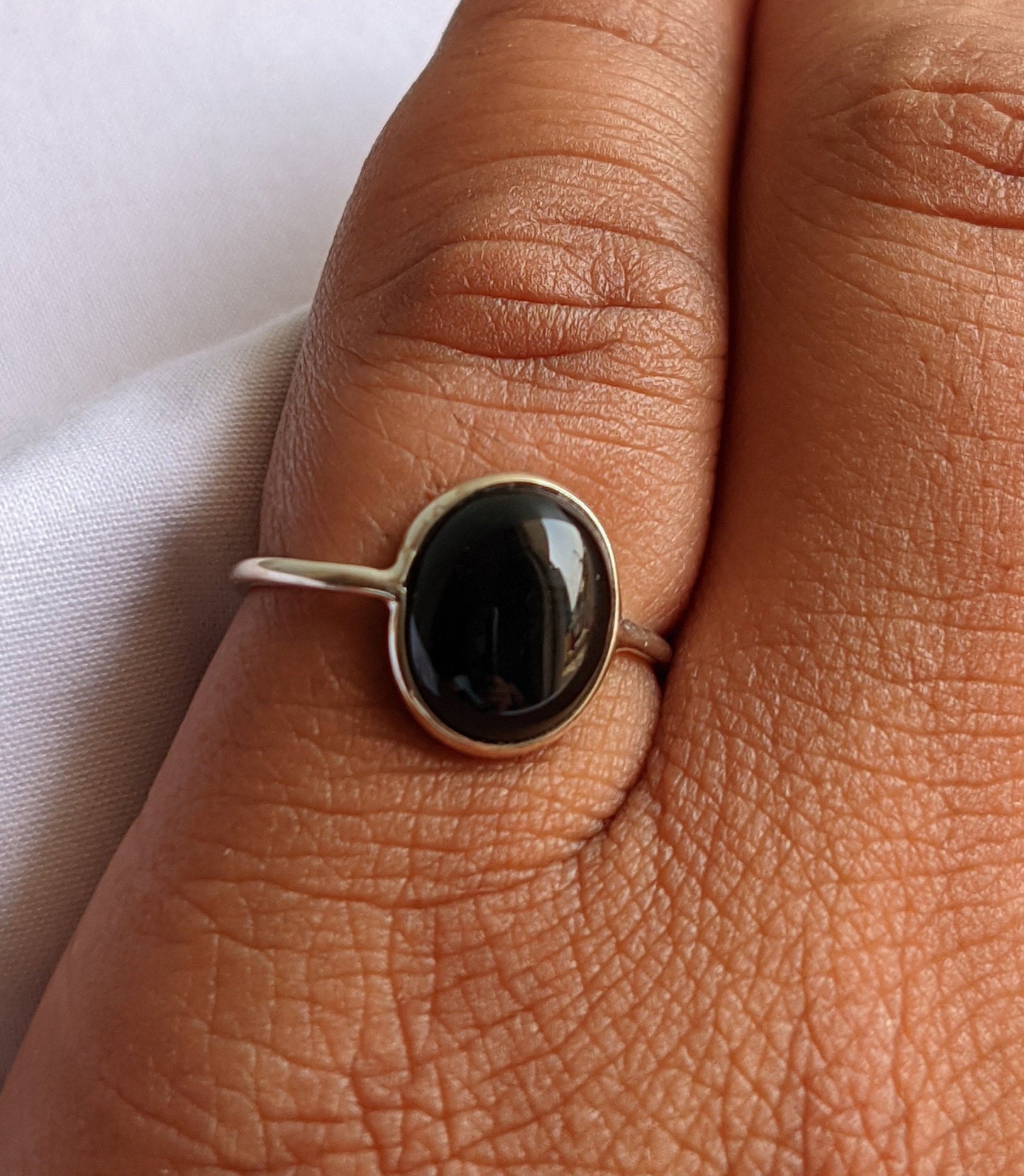 Natural Black Onyx Ring, 925 Sterling Silver Jewelry, Black Onyx Jewelry, Birthstone, Cabochon Stone, Gemstone Ring Silver, Elegant Ring