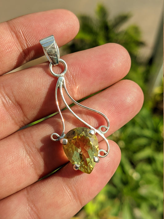 Lemon Topaz Pendant, 925 Sterling Silver Pendant, Handmade Designer Pendant, Yellow Gemstone, Pear Shape Stone, Unique Gift Jewelry for Her