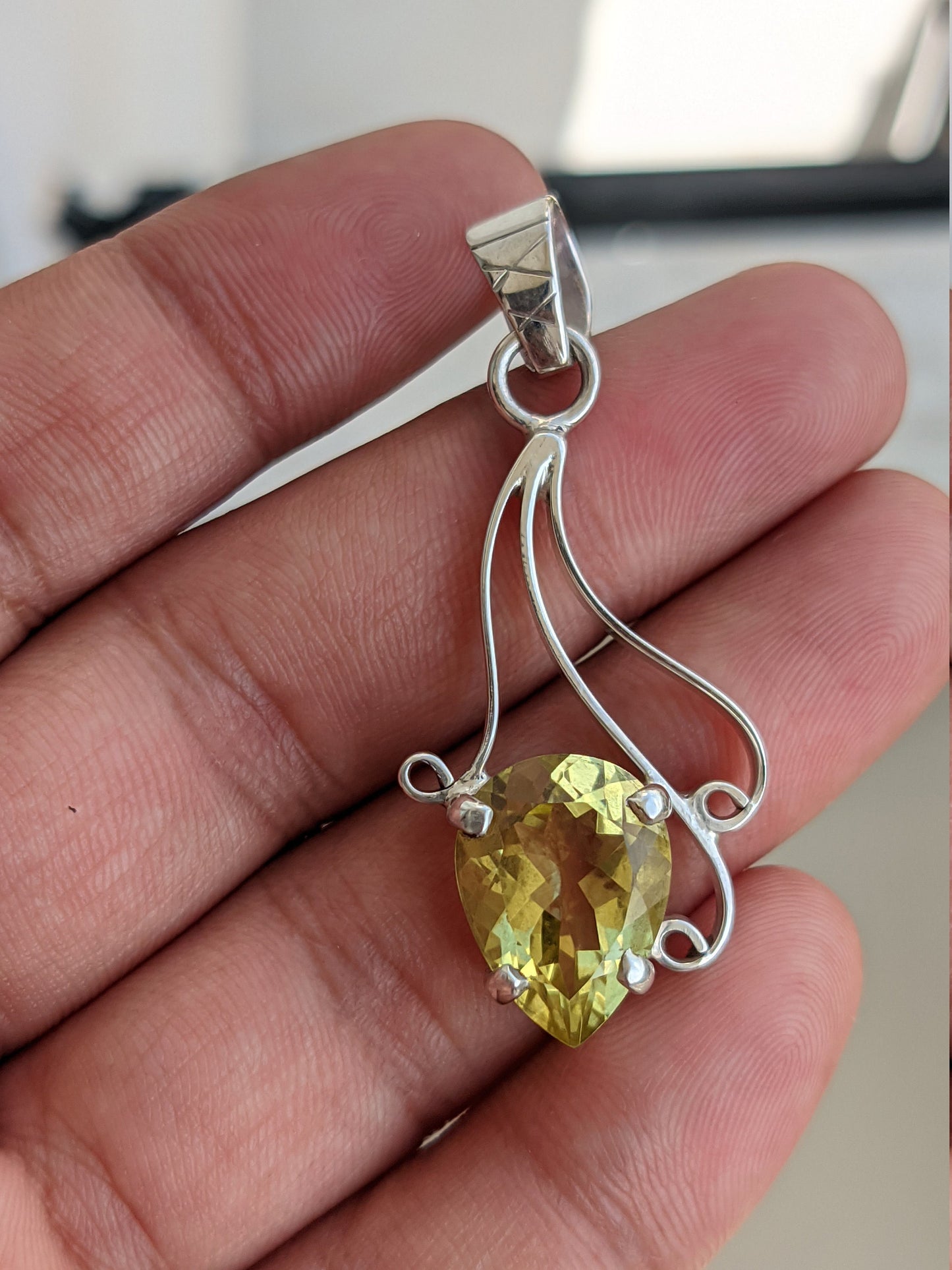 Lemon Topaz Pendant, 925 Sterling Silver Pendant, Handmade Designer Pendant, Yellow Gemstone, Pear Shape Stone, Unique Gift Jewelry for Her