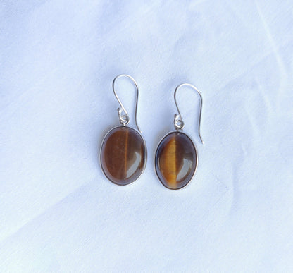 Tigers Eye Earrings, 925 Sterling Silver Earrings, Tiger's Eye Stone, Natural Stone Earrings, Silver Dangle Earrings, Earrings for Women