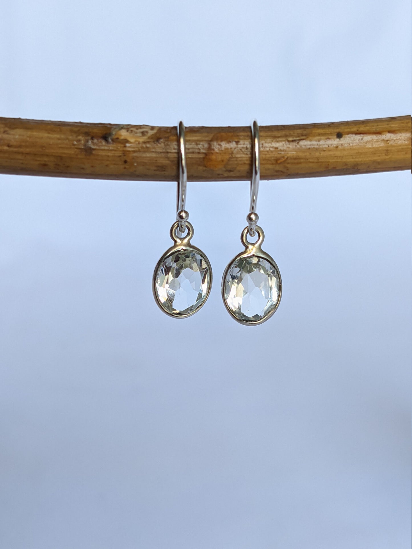 White Topaz Earrings, 925 Sterling Silver, Natural Crystal Quartz, Handmade Silver Earrings, Gift for Her, Womens Earrings, White Oval Stone