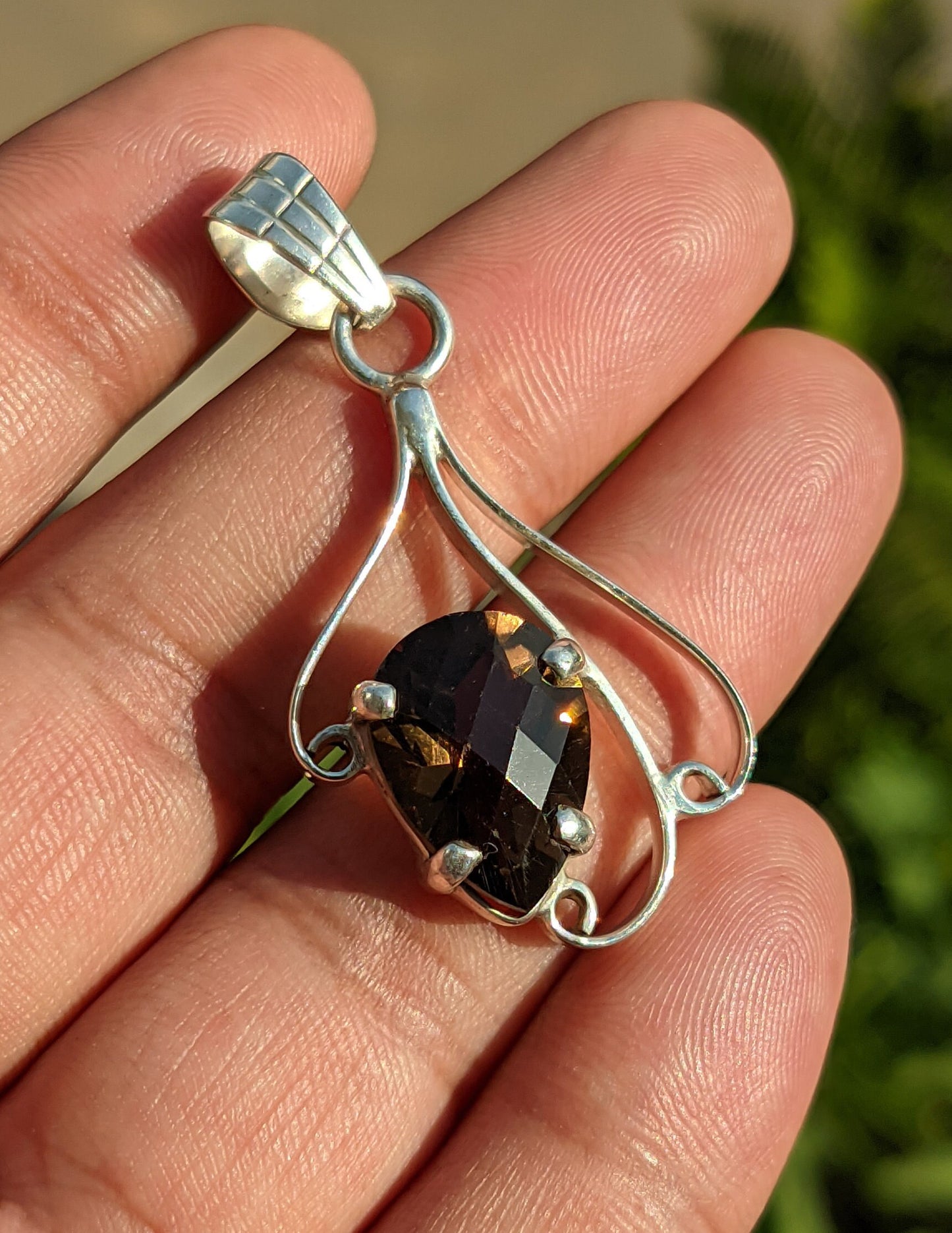 Smoky Quartz Pendant, 925 Sterling Silver Pendant, Healing Crystal, Natural Stone, Brown Gemstone, Handmade Designer Jewelry for Women