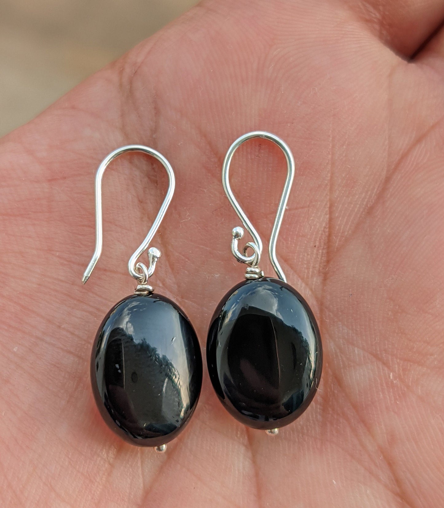 Black Onyx Wire Wrap Earrings, 925 Sterling Silver, Black Stone Dangle Earrings, Wire Wrapped Earrings, Teardrop Earrings, Natural Gemstone