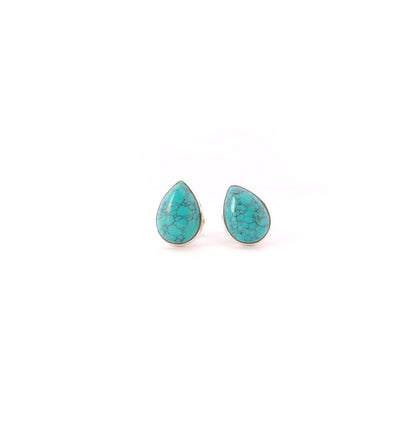 Genuine Turquoise Stud Earrings, 925 Sterling Silver Studs, Turquoise Jewelry, Gemstone Studs, Tiny Silver Post Earrings, Minimalist Studs