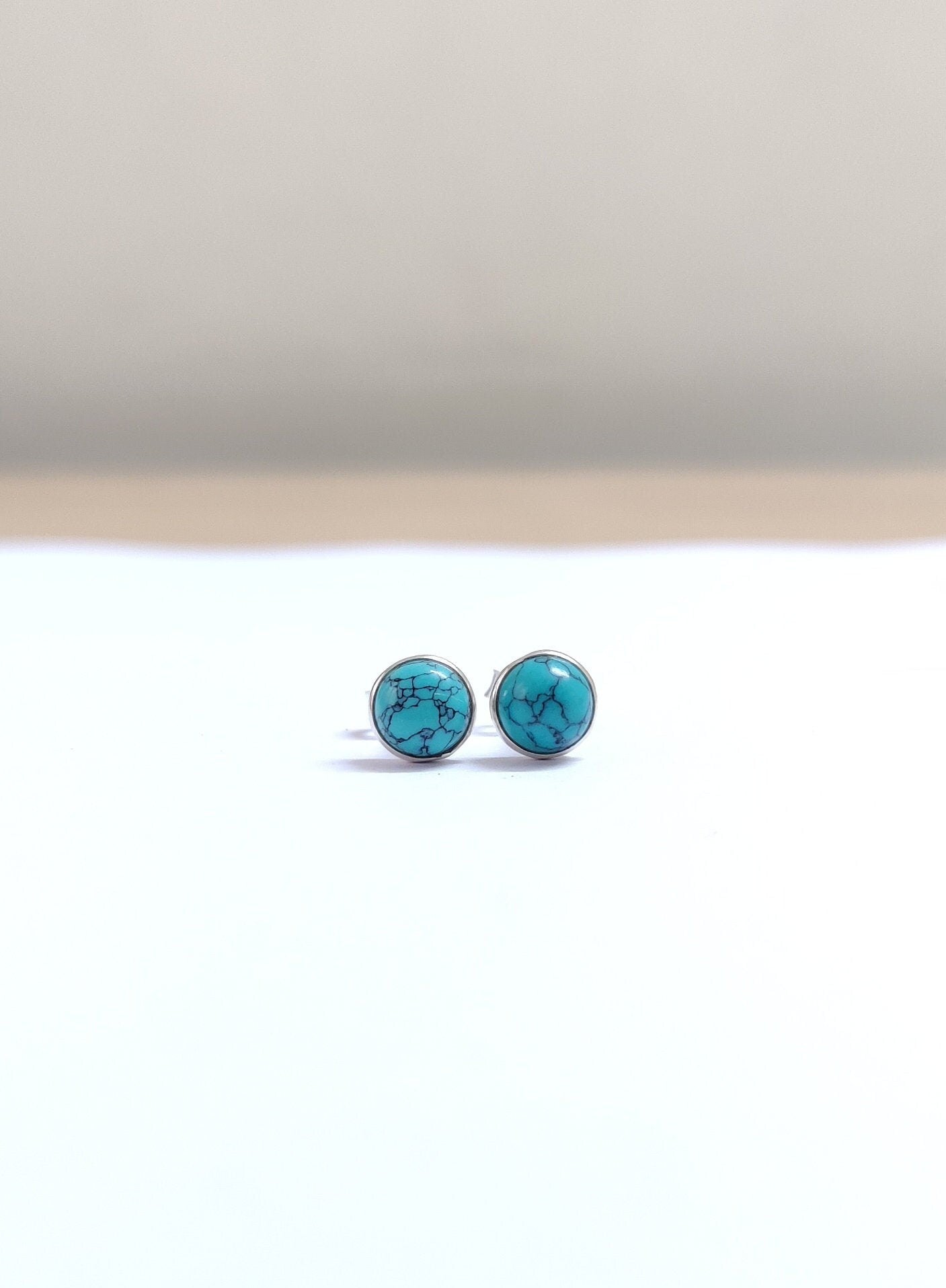 Tiny Turquoise Stud Earrings, 925 Sterling Silver Studs, Small Silver Post Earrings, Tiny Stone Stud Earrings, Natural Gemstone Studs