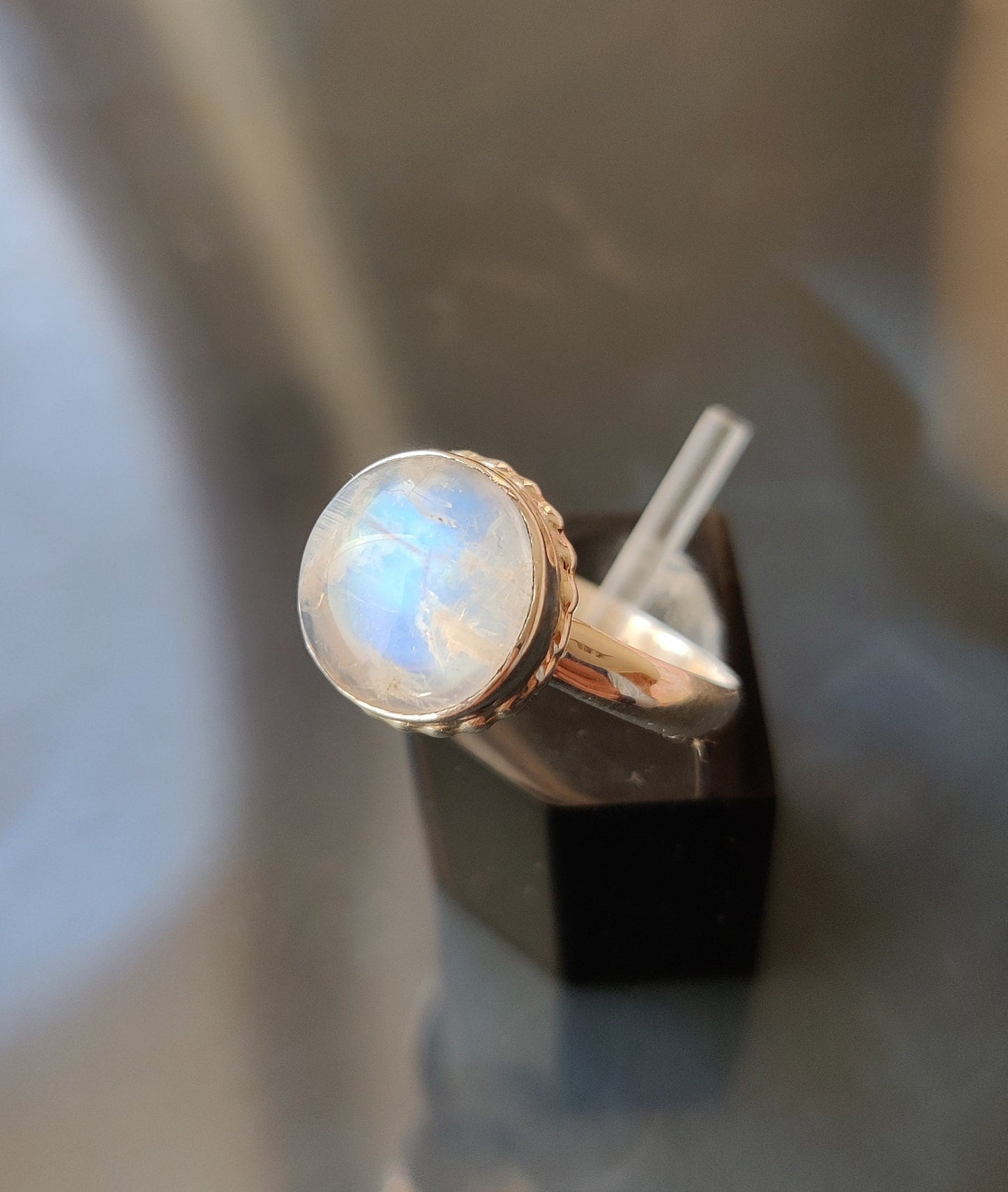 Rainbow Moonstone Ring, 925 Sterling Silver Ring, Birthstone Gemstone Ring, Blue Flash Moonstone Ring, Simple Boho Ring, Ring for Women