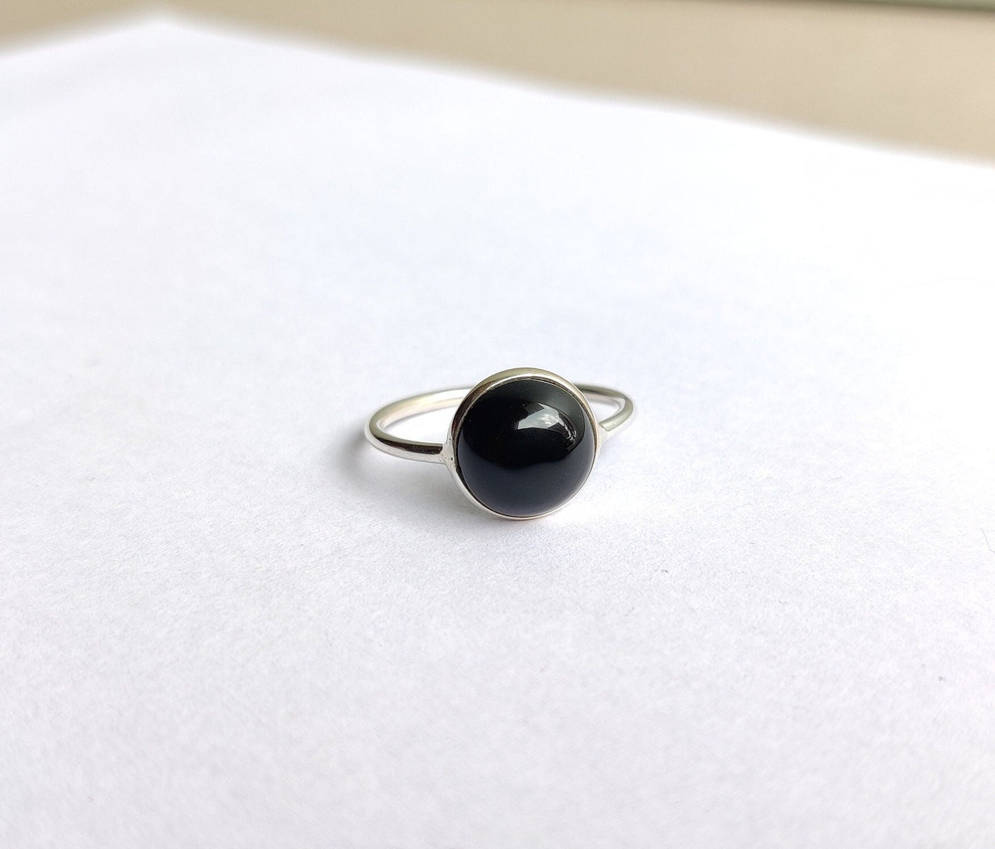 Black Onyx Ring, 925 Sterling Silver Ring, Black Onyx Jewelry, Handmade Gift for Her, Black Ring for Women, Birthstone Ring, Gemstone Ring