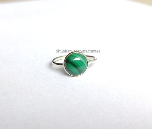 Malachite Ring, 925 Sterling Silver Ring, Simple Everyday Ring for Her, Natural Gemstone Ring, Green Stone Ring, Handmade Gift for Women