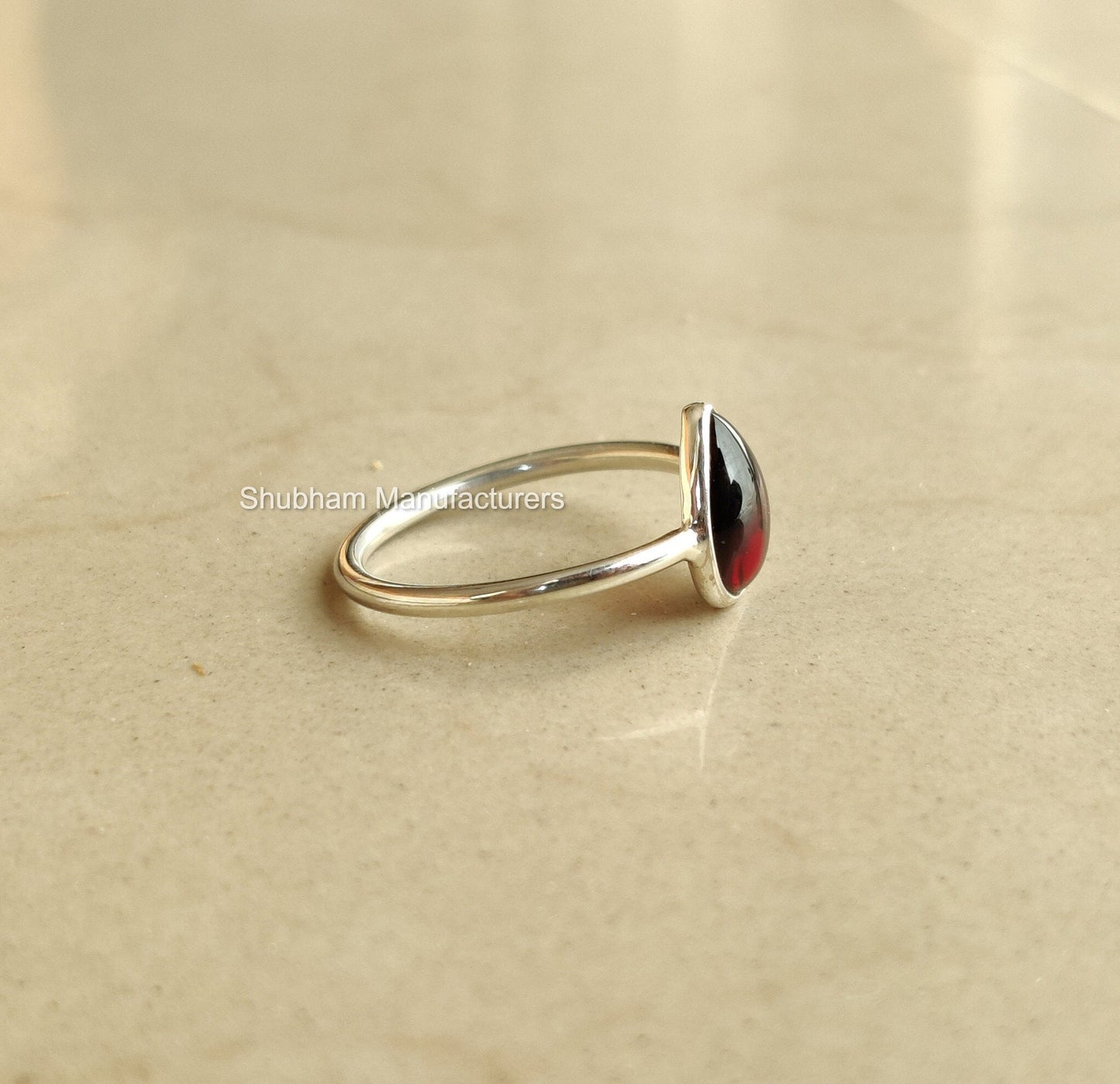 Garnet Ring, 925 Sterling Silver Ring, January Birthstone Ring, Natural Stone Ring, Handmade Gift for Women,  Pear Shaped Ring,Everyday Ring