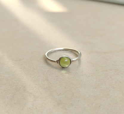 Natural Peridot Ring, 925 Sterling Silver Ring, Tiny Peridot Minimalist Ring, Dainty Gemstone Ring, August Birthstone Ring, Simple Ring