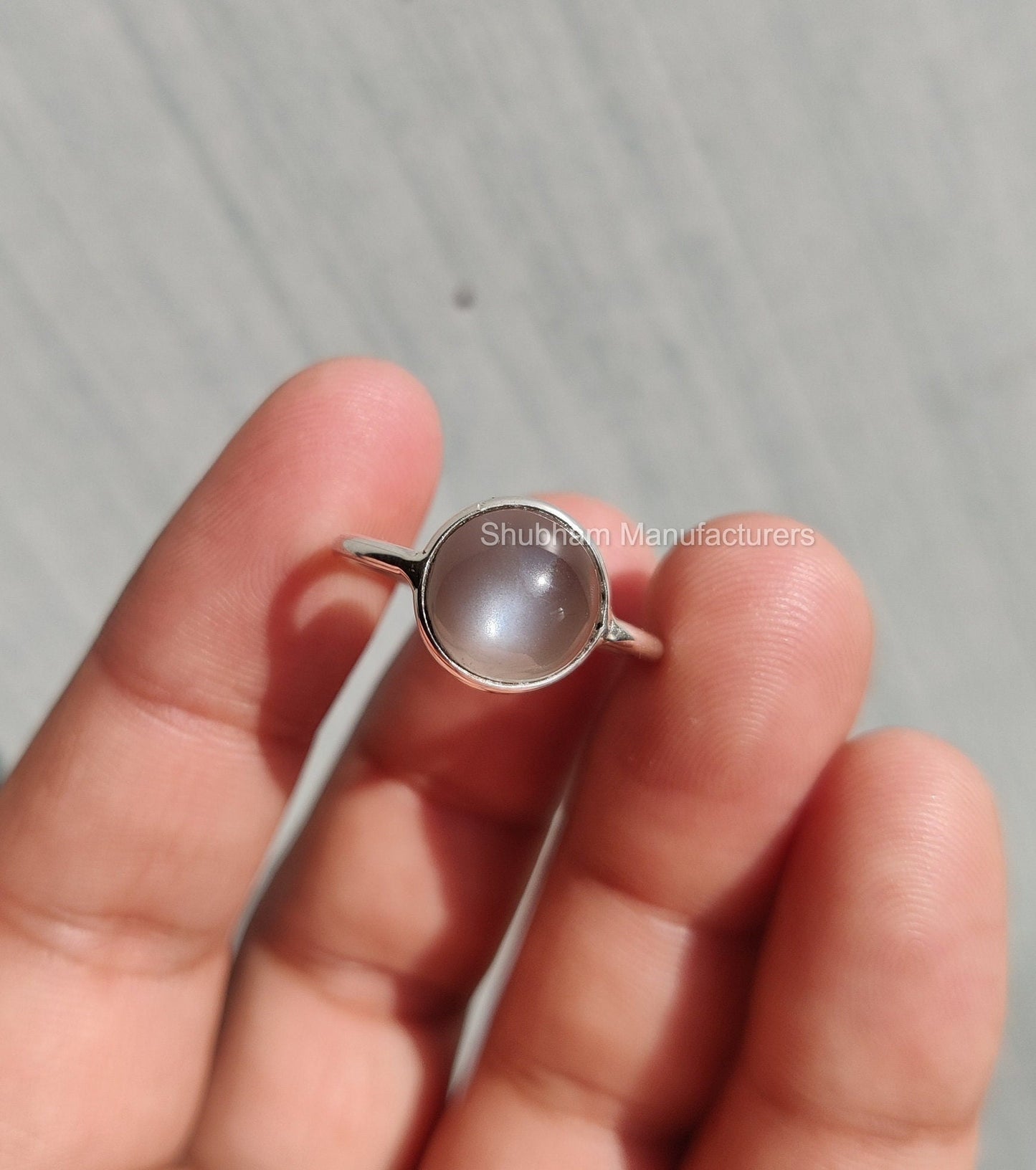 Gray Moonstone Ring, 925 Sterling Silver, Natural Gemstone Ring, Gray Stone Ring, Simple Band Ring, Moonstone Silver Ring, Handmade Ring