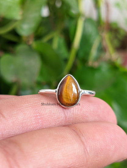 Tigers Eye Ring, 925 Sterling Silver Ring, Natural Stone Ring, Gemstone Ring, Handmade Ring for Women, Birthstone Jewelry, Everyday Ring