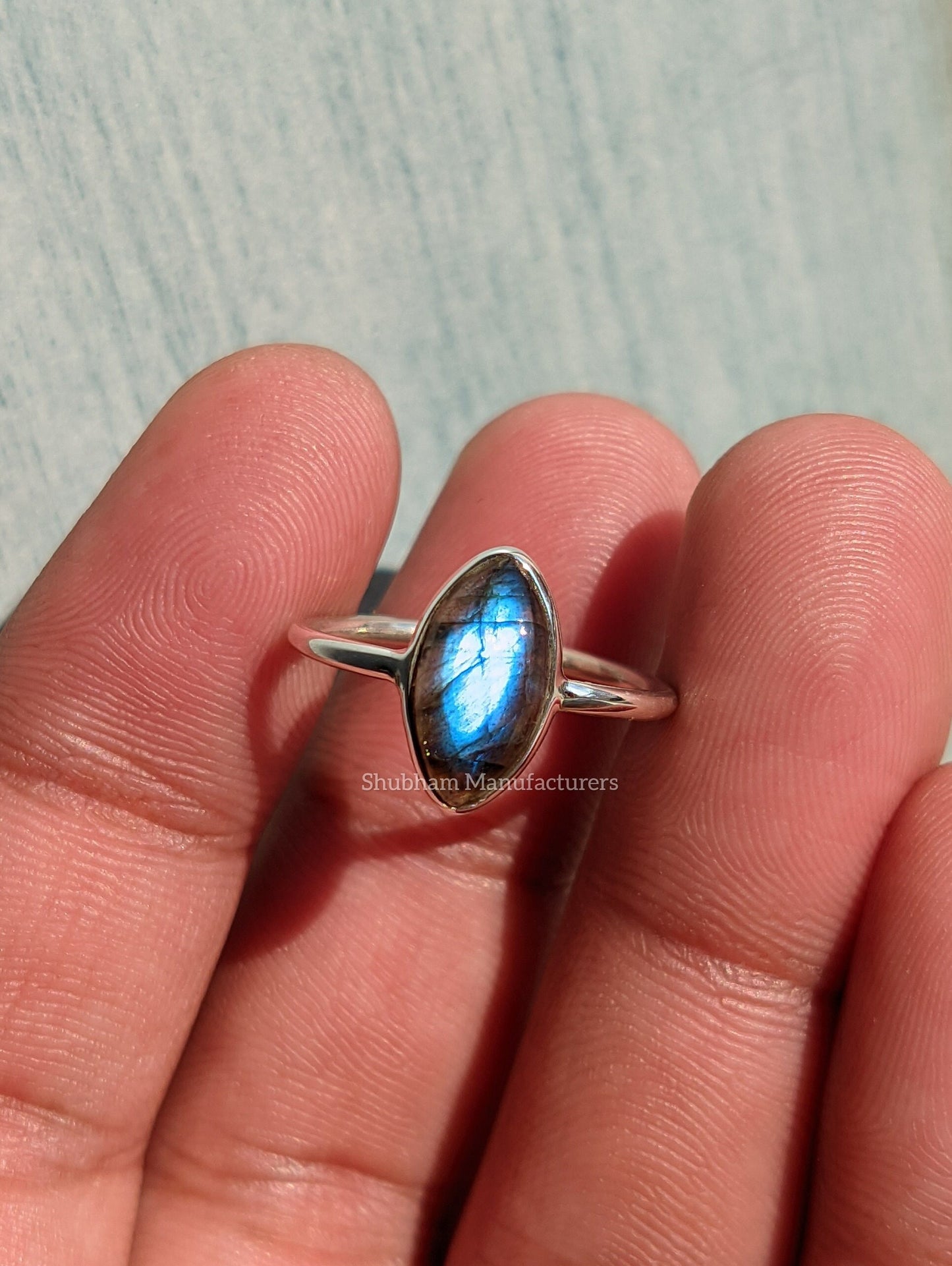 Labradorite Ring, 925 Sterling Silver Ring, Blue Flash Stone Ring, Silver Dainty Ring, Natural Gemstone Ring, Simple Everyday Ring for Her