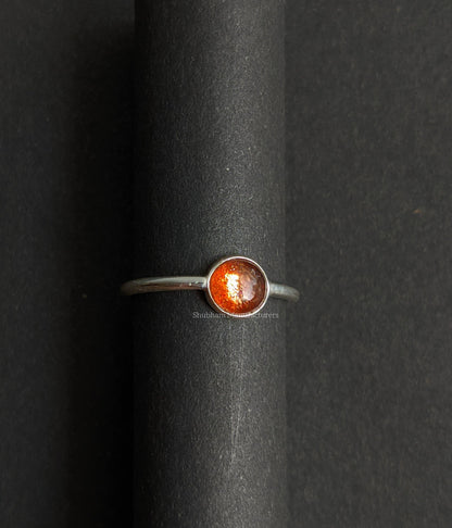 Sun Stone Ring, 925 Sterling Silver Ring, Sunstone Jewelry, Natural Gemstone Ring, Handmade Gift for Her, Silver Stacking Ring, Women's Ring