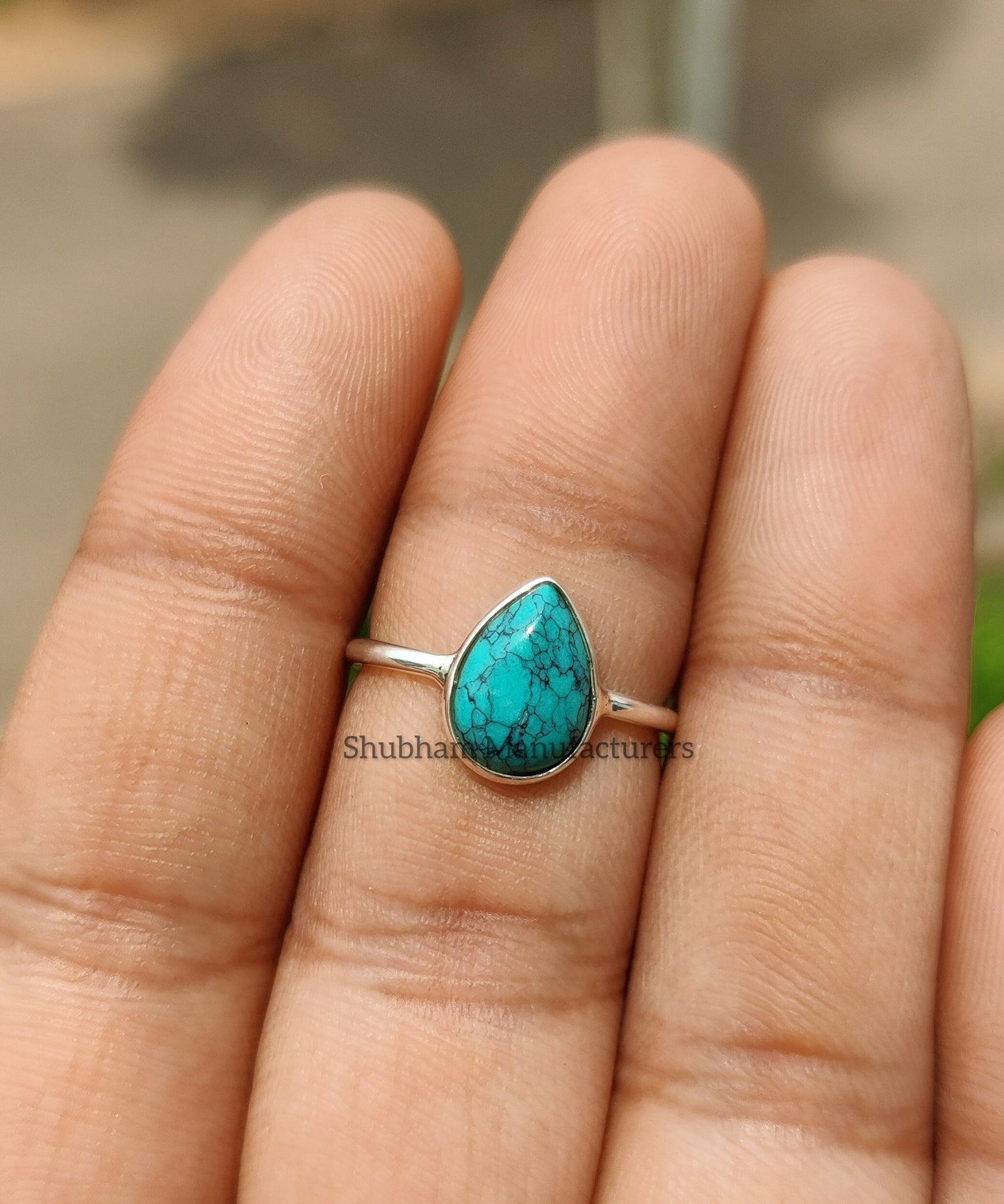 Pear Turquoise Ring , 925 Sterling Silver Ring, Natural Stone, Handmade Gift for Her, Gemstone Ring, Stacking Women Ring, Birthstone Jewelry