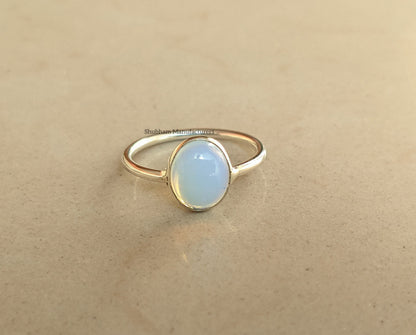 Opalite Ring, 925 Sterling Silver Ring, Milky Opalite Jewelry, White Stone Ring, Silver Gemstone Ring, Handmade Gift for Her, Women's Ring