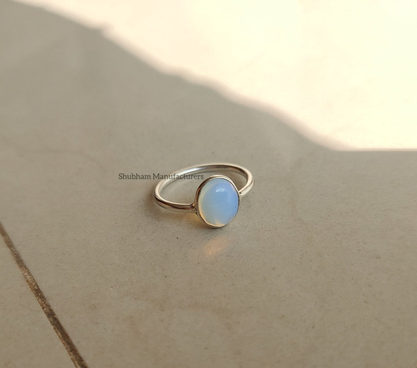 Opalite Ring, 925 Sterling Silver Ring, Milky Opalite Jewelry, White Stone Ring, Silver Gemstone Ring, Handmade Gift for Her, Women's Ring