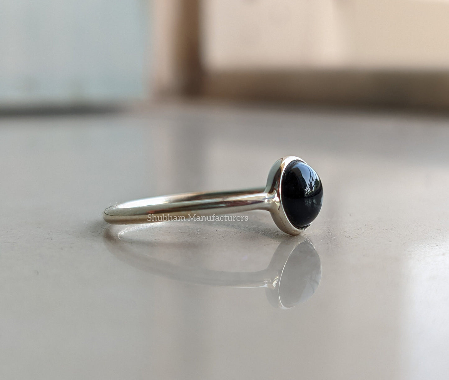 Black Onyx Ring, 925 Sterling Silver Ring, Natural Stone, Cabochon Gemstone, Onyx Minimalist Ring, Everyday Simple Jewelry, Stacking Ring