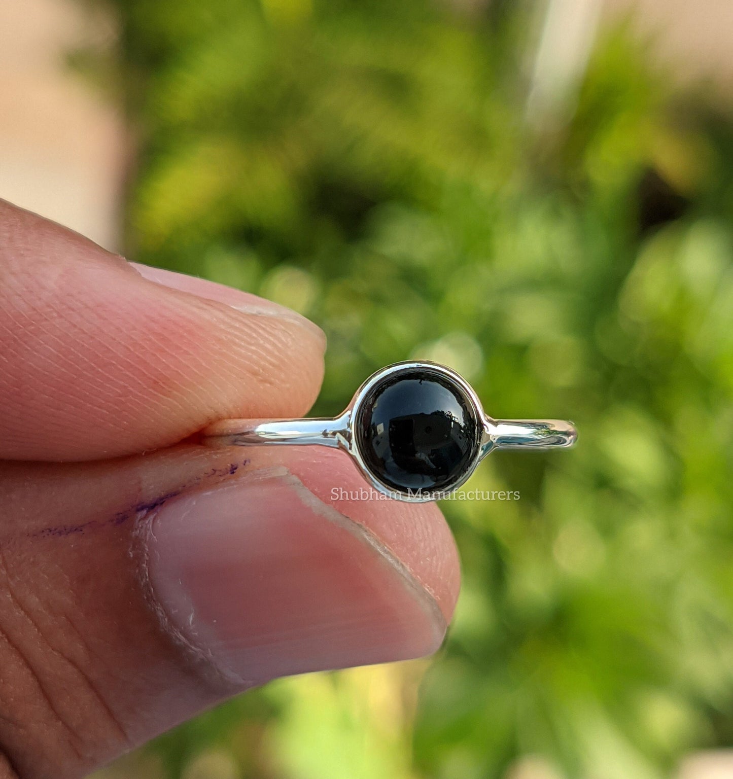 Black Onyx Ring, 925 Sterling Silver Ring, Natural Stone, Cabochon Gemstone, Onyx Minimalist Ring, Everyday Simple Jewelry, Stacking Ring
