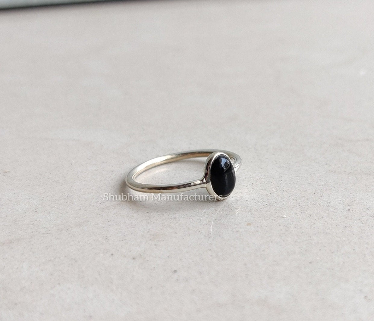 Natural Black Onyx Ring, 925 Sterling Silver Ring, Tiny Gemstone Ring, Dainty Onyx Ring, Birthstone Ring, Thin Band Ring, Handmade Jewelry