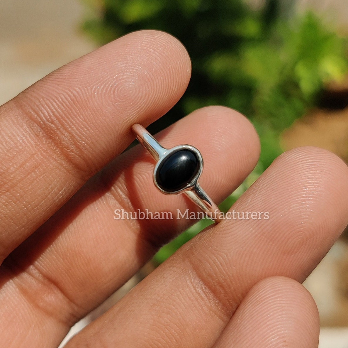 Natural Black Onyx Ring, 925 Sterling Silver Ring, Tiny Gemstone Ring, Dainty Onyx Ring, Birthstone Ring, Thin Band Ring, Handmade Jewelry