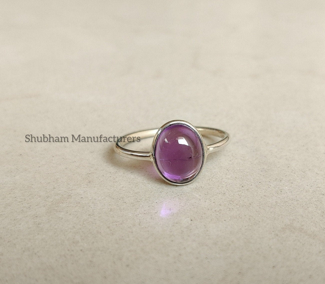 Natural Amethyst Ring, 925 Sterling Silver Ring, Purple Amethyst Jewelry, Everyday Ring for Women, Cabochon Gemstone Ring, Handmade Gift