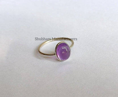 Natural Amethyst Ring, 925 Sterling Silver Ring, Purple Amethyst Jewelry, Everyday Ring for Women, Cabochon Gemstone Ring, Handmade Gift