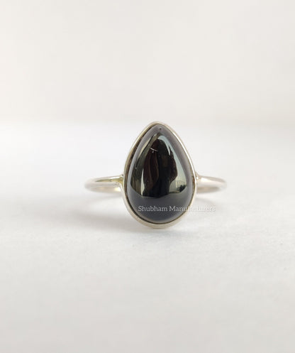 Black Onyx Ring, 925 Sterling Silver, Natural Gemstone, Stacking Onyx Ring, Black Crystal Stone, Onyx Jewelry, Cabochon Stone, Womens Ring