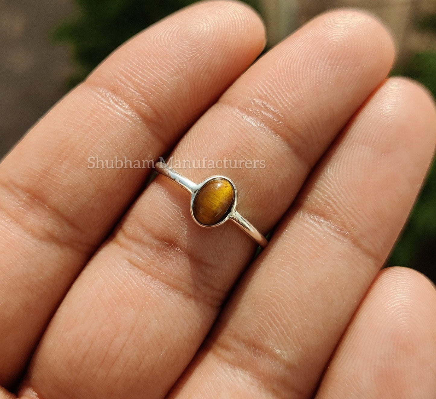 Tiger Eye Ring, 925 Sterling Silver, Minimalist Gemstone Ring, Dainty Birthstone Ring, Tiger Eye Jewelry for Her, Tiny Stone Ring for Women