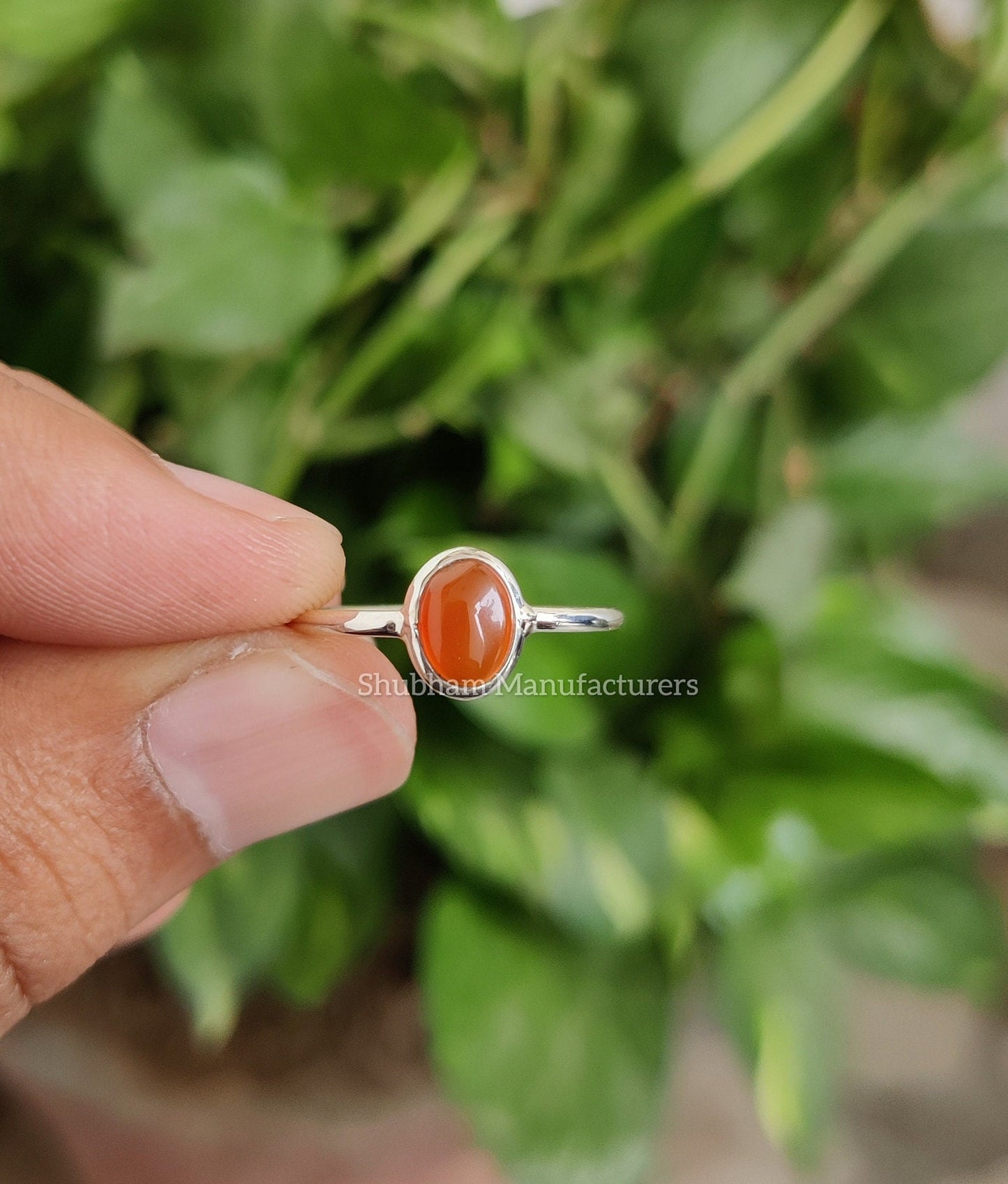 Natural Carnelian Ring, 925 Sterling Silver Ring, Cabochon Gemstone Ring, Handmade Gift for Her, Tiny Carnelian Jewelry, Minimalist Ring