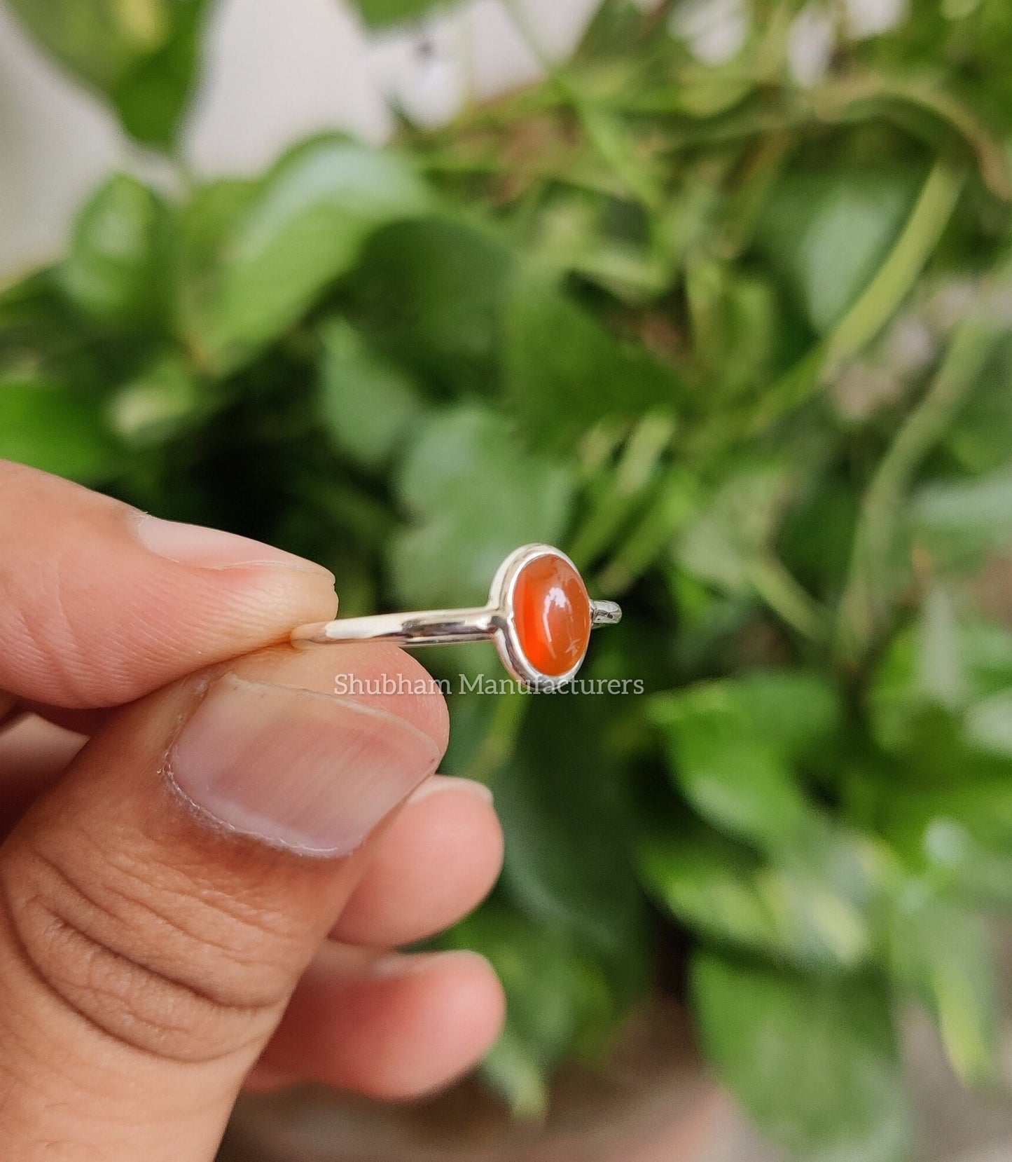 Natural Carnelian Ring, 925 Sterling Silver Ring, Cabochon Gemstone Ring, Handmade Gift for Her, Tiny Carnelian Jewelry, Minimalist Ring