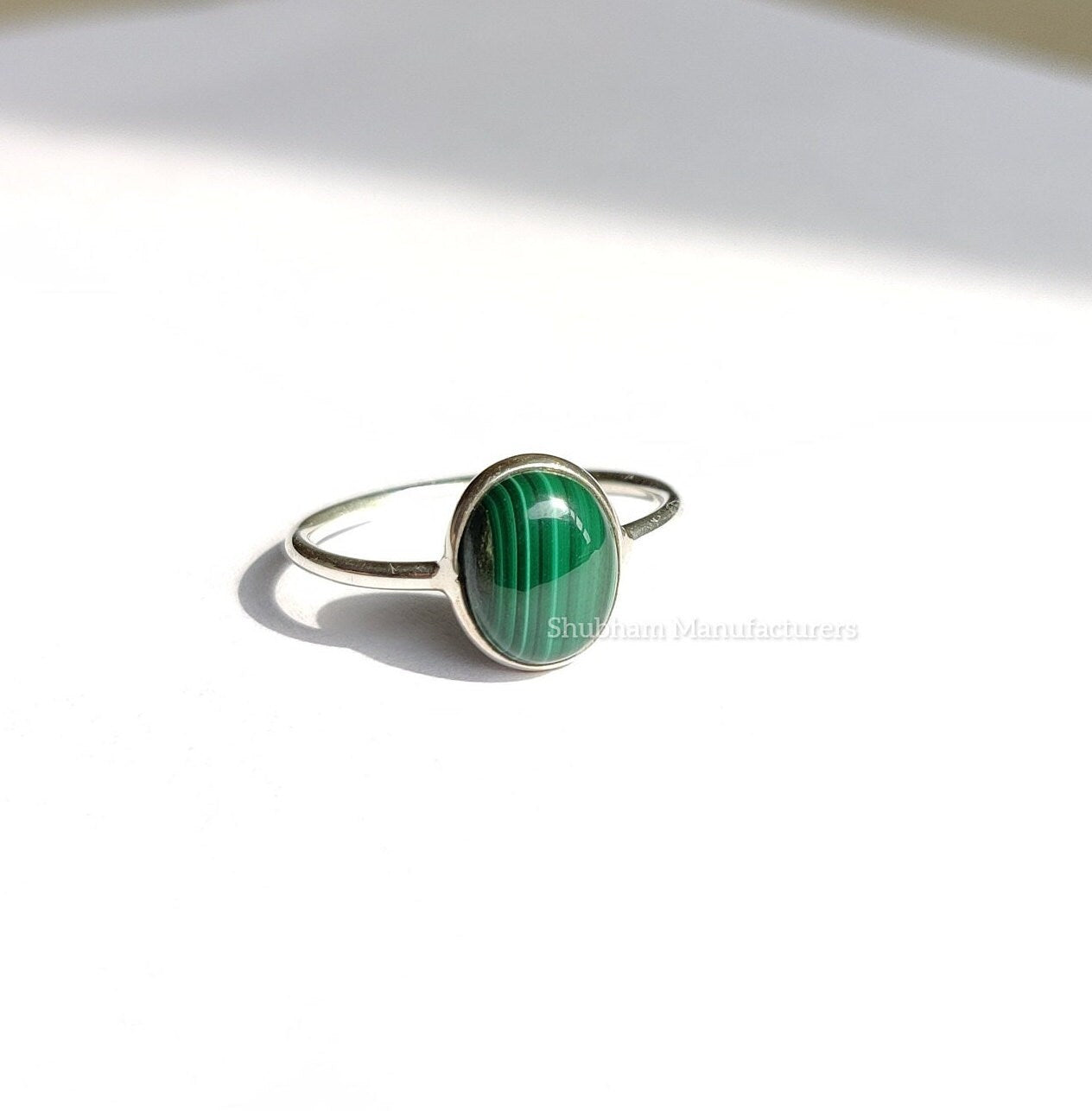 Malachite Ring, 925 Sterling Silver Ring, Malachite Silver Jewelry, Oval Shape Ring, Stackable Gemstone Ring, Handmade Gift for Her,