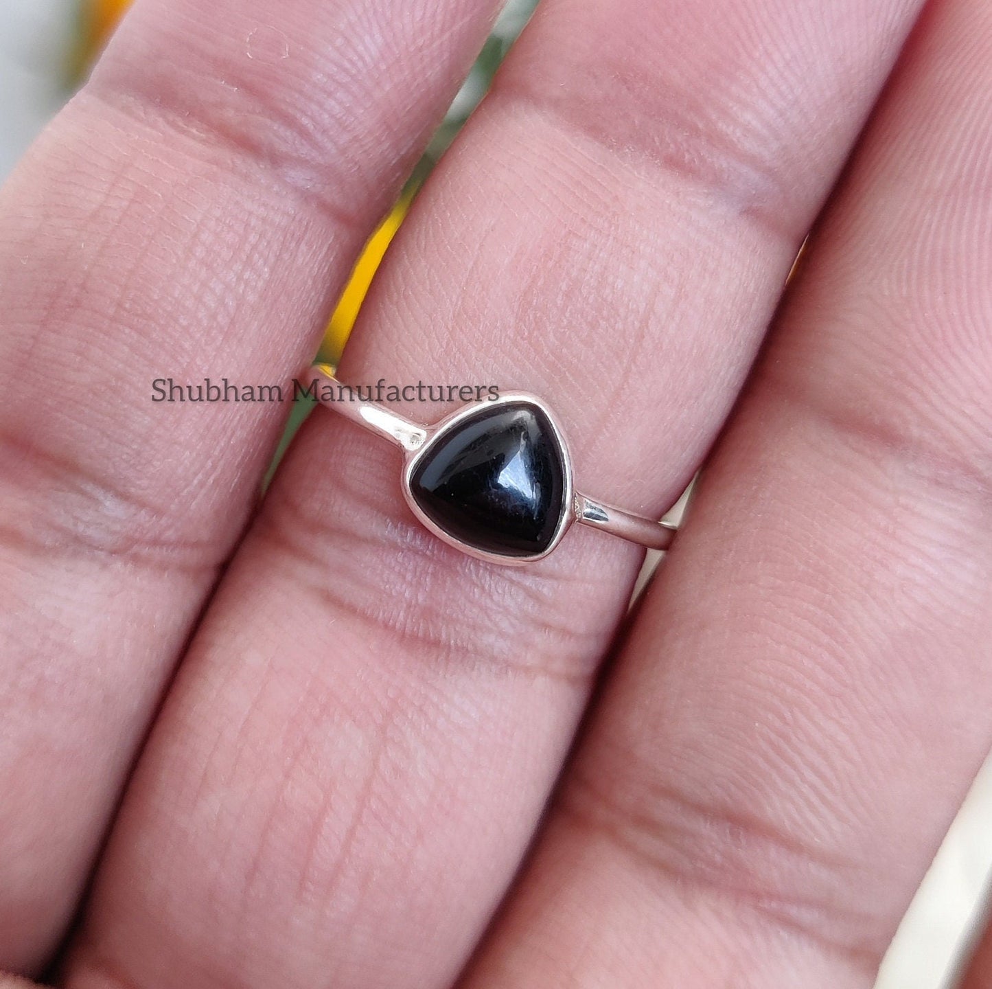 Natural Black Onyx Ring, 925 Sterling Silver Ring, Tiny Gemstone Ring, Dainty Onyx Ring, Birthstone Ring, Thin Band Ring, Gift for Women