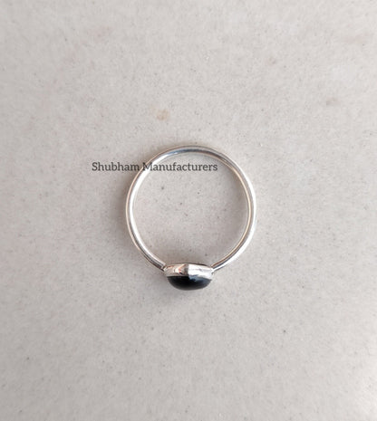 Natural Black Onyx Ring, 925 Sterling Silver Ring, Tiny Gemstone Ring, Dainty Onyx Ring, Birthstone Ring, Thin Band Ring, Gift for Women