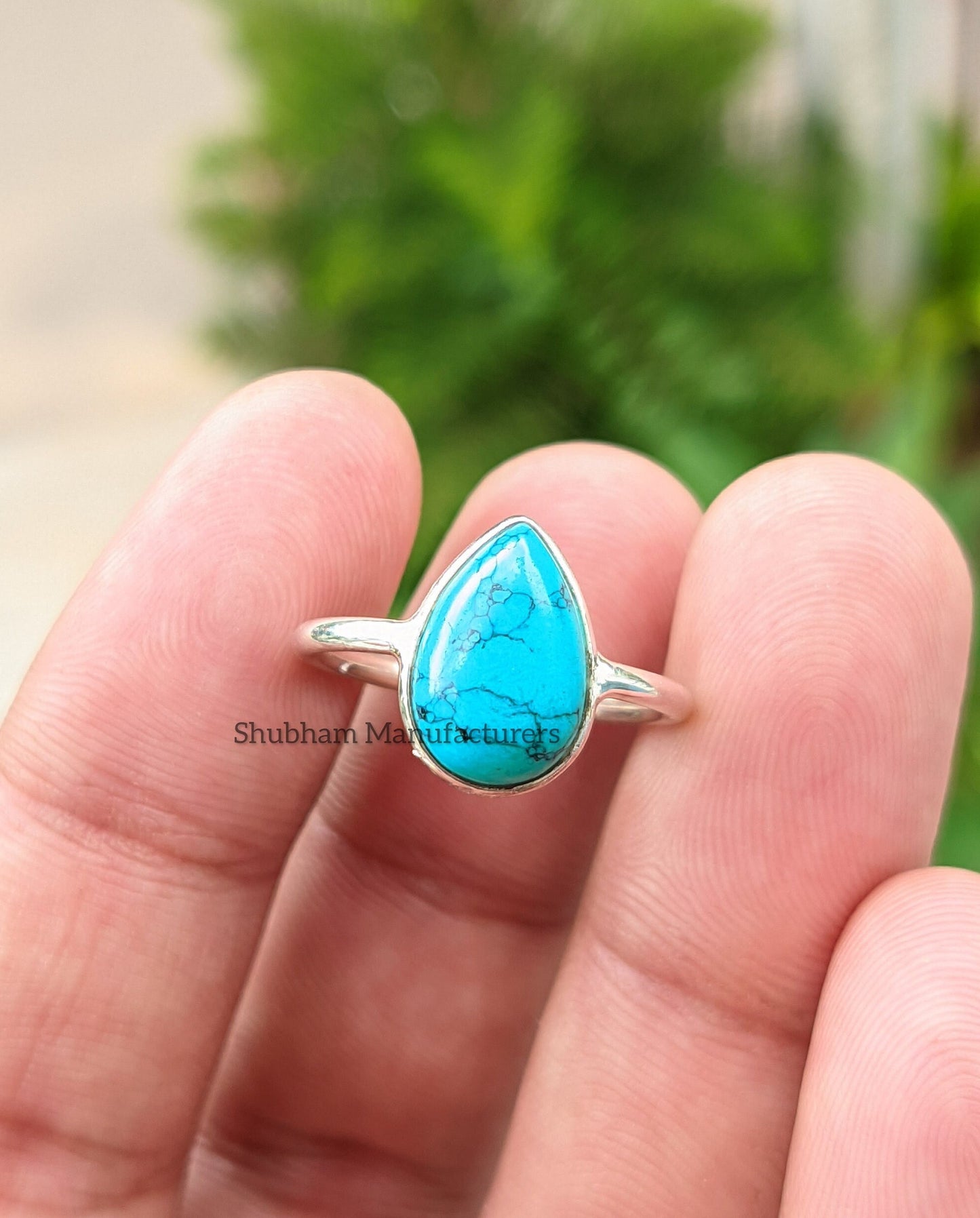 Genuine Turquoise Ring, 925 Sterling Silver Ring, Silver Turquoise Ring, Minimalist Turquoise Jewelry, Blue Gemstone Ring, Gift for Her