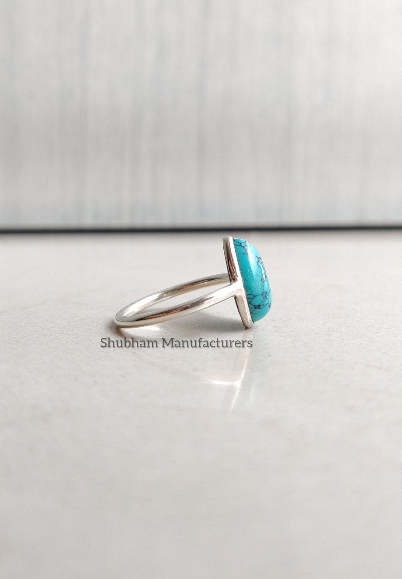 Genuine Turquoise Ring, 925 Sterling Silver Ring, Silver Turquoise Ring, Minimalist Turquoise Jewelry, Blue Gemstone Ring, Gift for Her