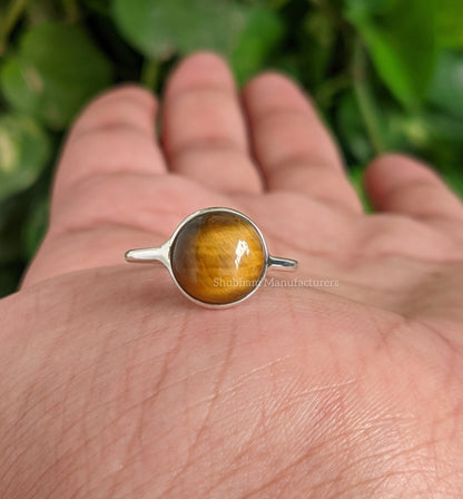 Tigers Eye Ring, 925 Sterling Silver Ring, Natural Stone, Handmade Gift for Her, Gemstone Ring, Stacking Women Ring, Birthstone Jewelry
