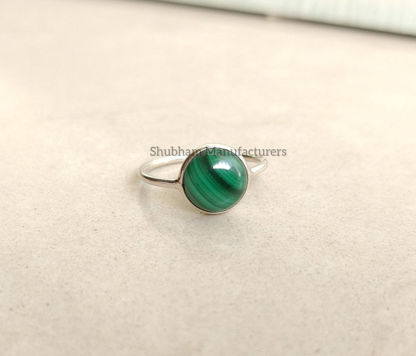 Malachite Ring, 925 Sterling Silver Ring, Simple Everyday Ring for Her, Natural Gemstone Ring, Green Stone Ring, Handmade Gift for Women