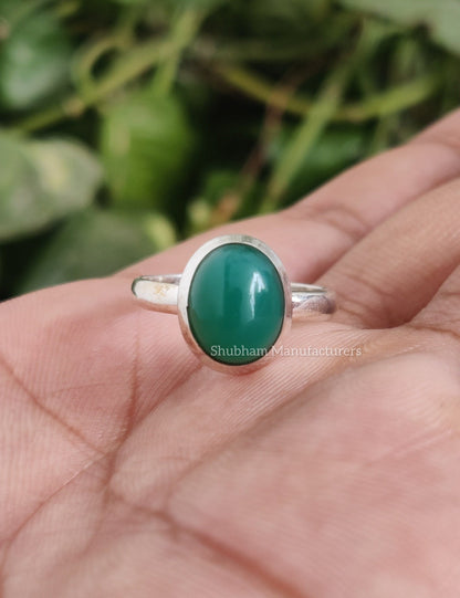 Natural Green Onyx Ring, 925 Sterling Silver Ring, Handmade Gemstone Ring, Birthstone Jewelry, Onyx Women Ring, Proposal Ring, Gift for Her