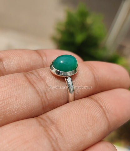 Natural Green Onyx Ring, 925 Sterling Silver Ring, Handmade Gemstone Ring, Birthstone Jewelry, Onyx Women Ring, Proposal Ring, Gift for Her