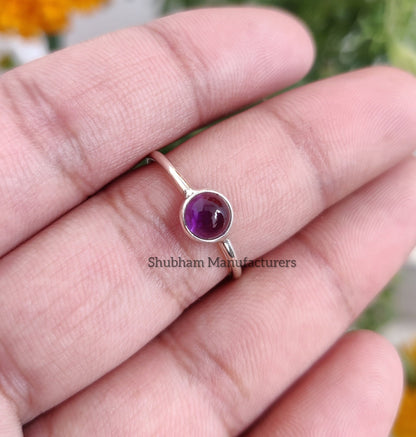 Amethyst Ring, 925 Sterling Silver Ring, Purple Amethyst Jewelry, Natural Gemstone Ring, Birthstone Gift for Her, February Birthstone Ring