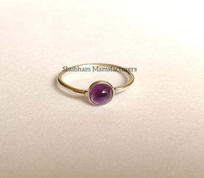 Amethyst Ring, 925 Sterling Silver Ring, Purple Amethyst Jewelry, Natural Gemstone Ring, Birthstone Gift for Her, February Birthstone Ring