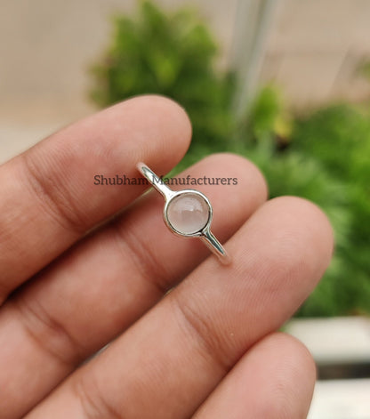 Natural White Moonstone Ring, Sterling Silver Moonstone Ring, Tiny Minimalist Moonstone Ring, Dainty Ring, Simple Ring, Birthstone, For Her