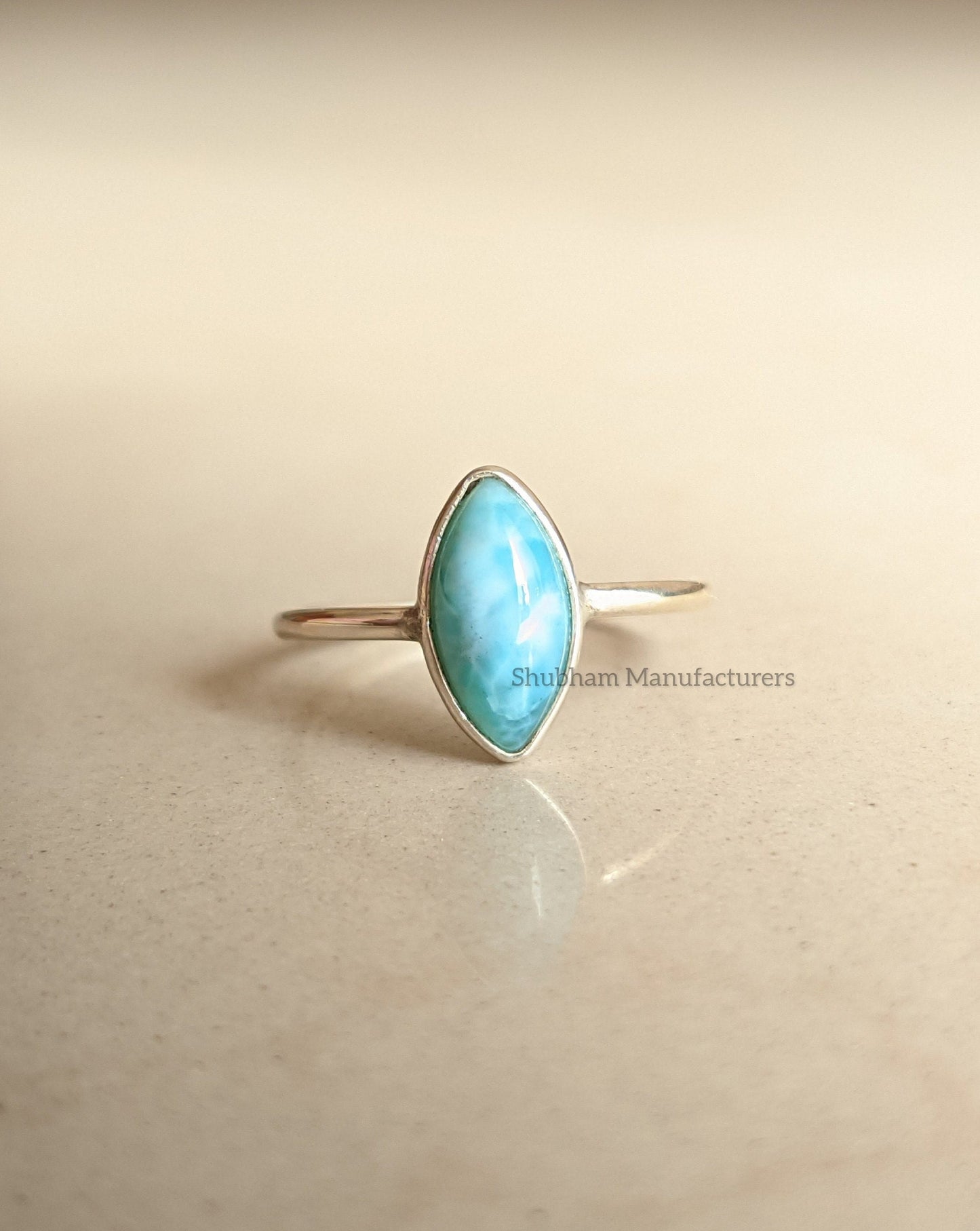 Larimar Ring, 925 Sterling Silver Ring, Natural Gemstone Ring, Larimar Silver Jewelry, Blue Stone Ring, Handmade Gift for Her, Women Rings