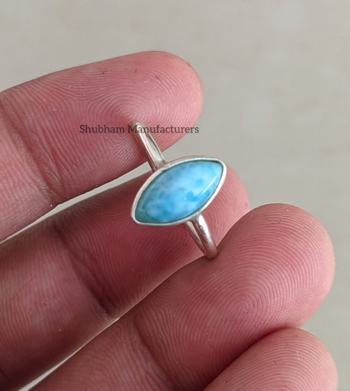 Larimar Ring, 925 Sterling Silver Ring, Natural Gemstone Ring, Larimar Silver Jewelry, Blue Stone Ring, Handmade Gift for Her, Women Rings