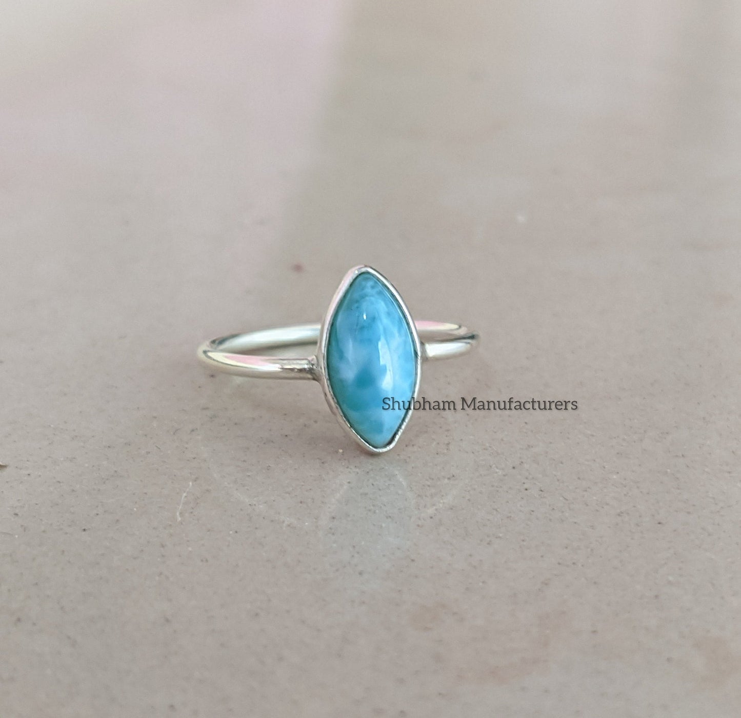 Larimar Ring, 925 Sterling Silver Ring, Natural Gemstone Ring, Larimar Silver Jewelry, Blue Stone Ring, Handmade Gift for Her, Women Rings