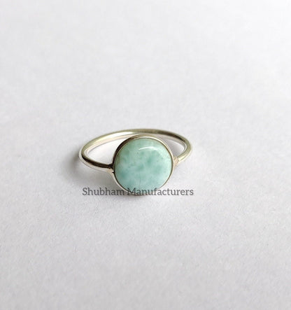 Larimar Ring, 925 Sterling Silver Ring, Handmade Ring for Women, Larimar Jewelry, Blue Stone Ring, Stackable Gemstone Ring, Daily Wear Ring