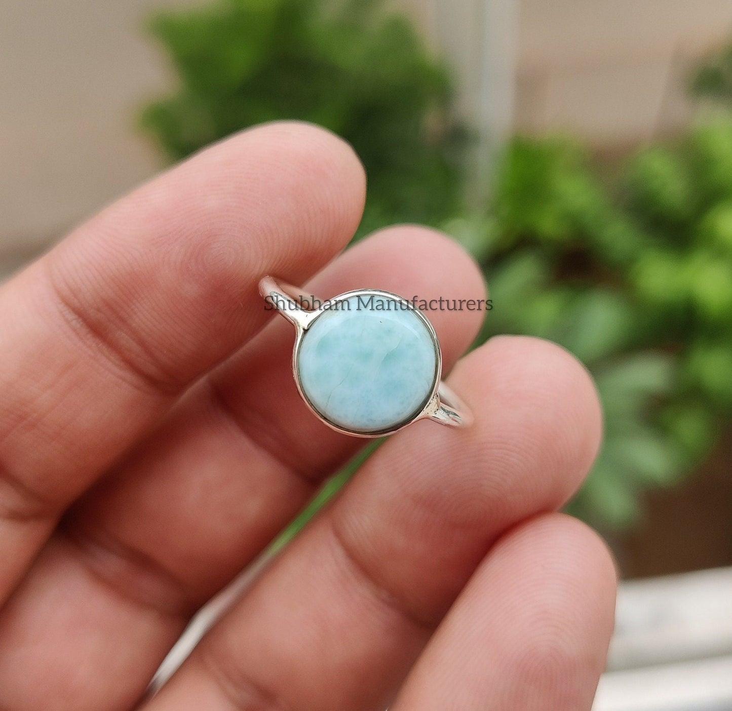 Larimar Ring, 925 Sterling Silver Ring, Handmade Ring for Women, Larimar Jewelry, Blue Stone Ring, Stackable Gemstone Ring, Daily Wear Ring