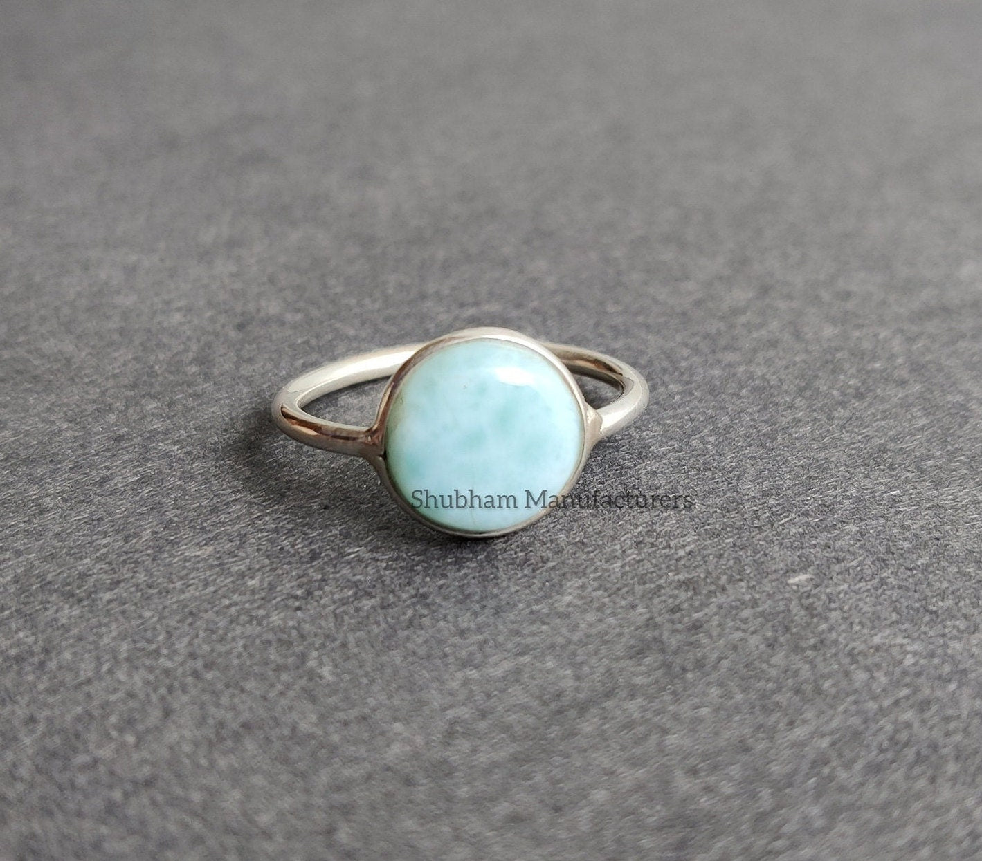 Larimar Ring, 925 Sterling Silver Ring, Handmade Ring for Women, Larimar Jewelry, Blue Stone Ring, Stackable Gemstone Ring, Daily Wear Ring